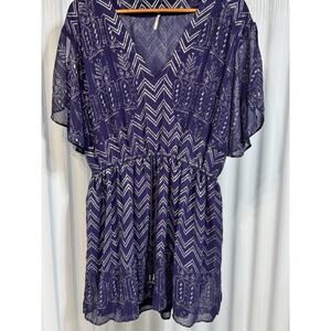 Free People Love Your Chaos Dress in Plum Metallic Size Medium Boho Chic